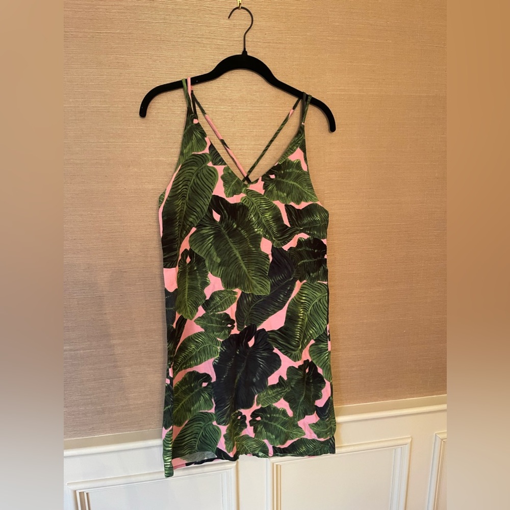 Topshop palm print slip dress